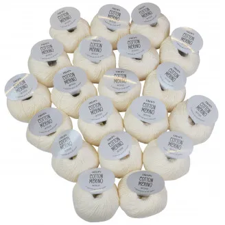 Drops Cotton Merino Garnpakke Unicolor 01 Natur - 20 stk - Drops Cotton Merino Garnpakke Unicolor 01 Natur - 20 stk